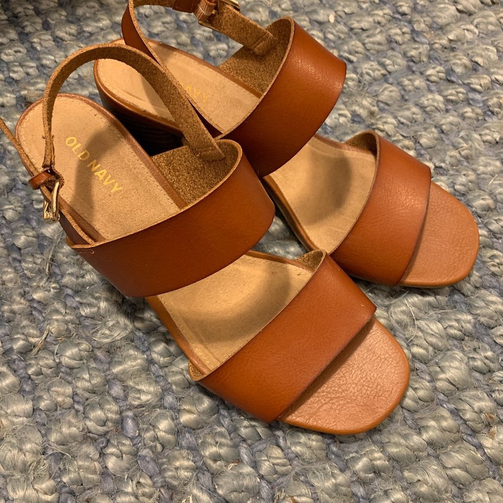 Pleather Block Heel Sandles